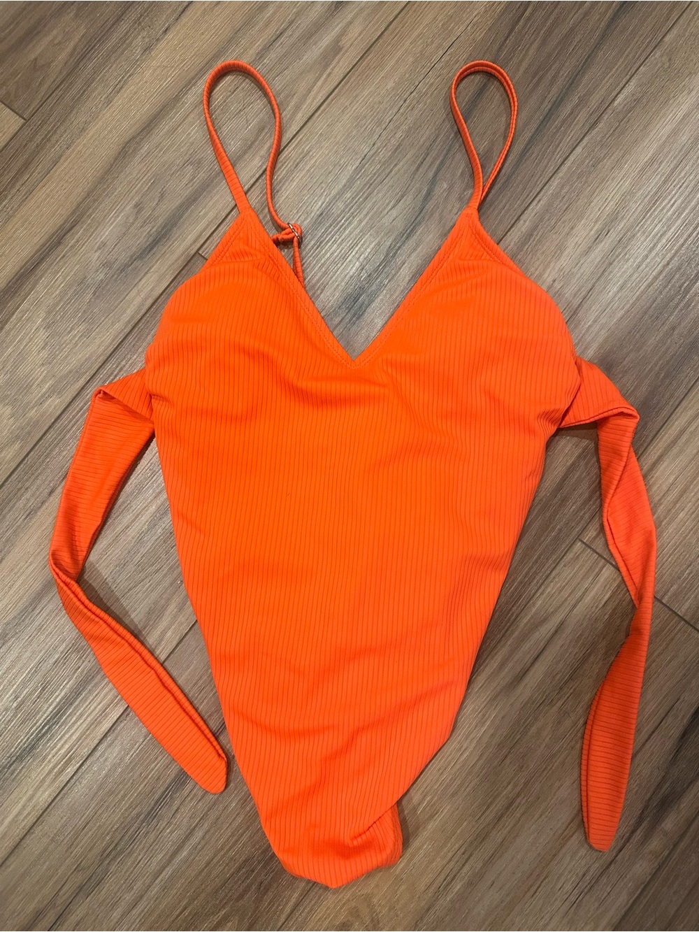 Xhilaration Bright Orange Ribbed One-Piece Swimsuit